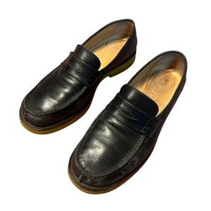 jil sander black oxford loafers green yellow chartreuse sole